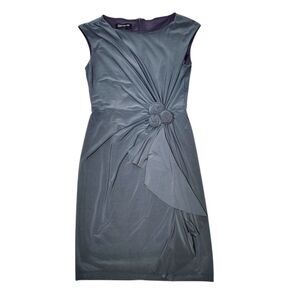 Y2K Jones‎ New York Dress Sleeveless Short Gray Wrap Stretch Roses Bodycon 6